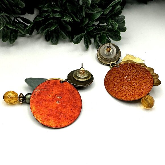 Bohemian Drop Earrings With Mixed Metal & Stone Accents - Picture 5 of 6